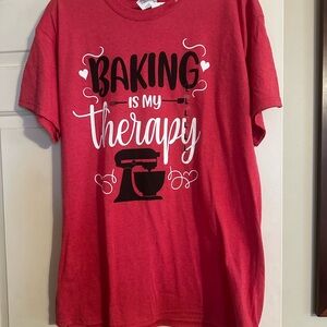 Red 'Baking is My Therapy' T-Shirt